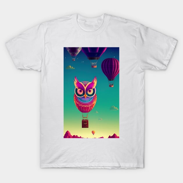 Owl Hot Air Balloon T-Shirt by ShopSunday